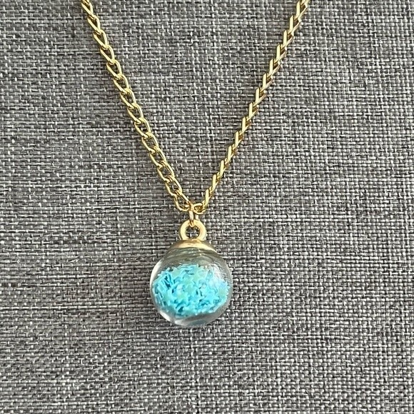 Light Blue Handmade Wishing Stars Necklace with Gold Tone Chain and Hardware NEW - Picture 2 of 3